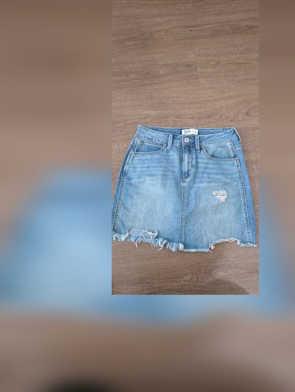Denim Blue Distressed Skirt